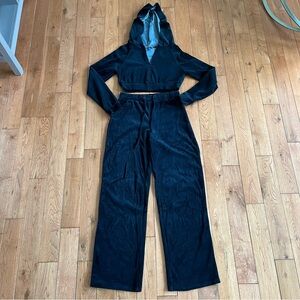 Lover Byee Black Velvet Jumpsuit - Size Small